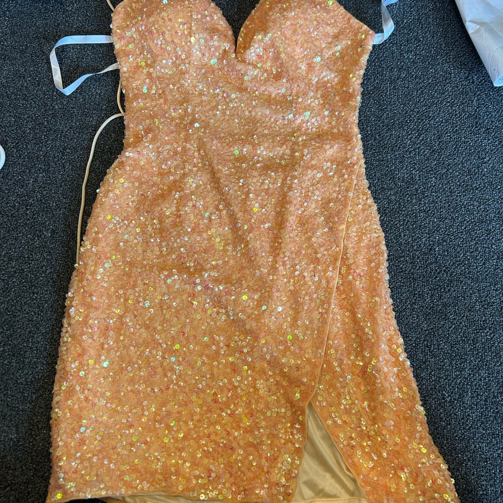 Sequin Mini Dress in Orange